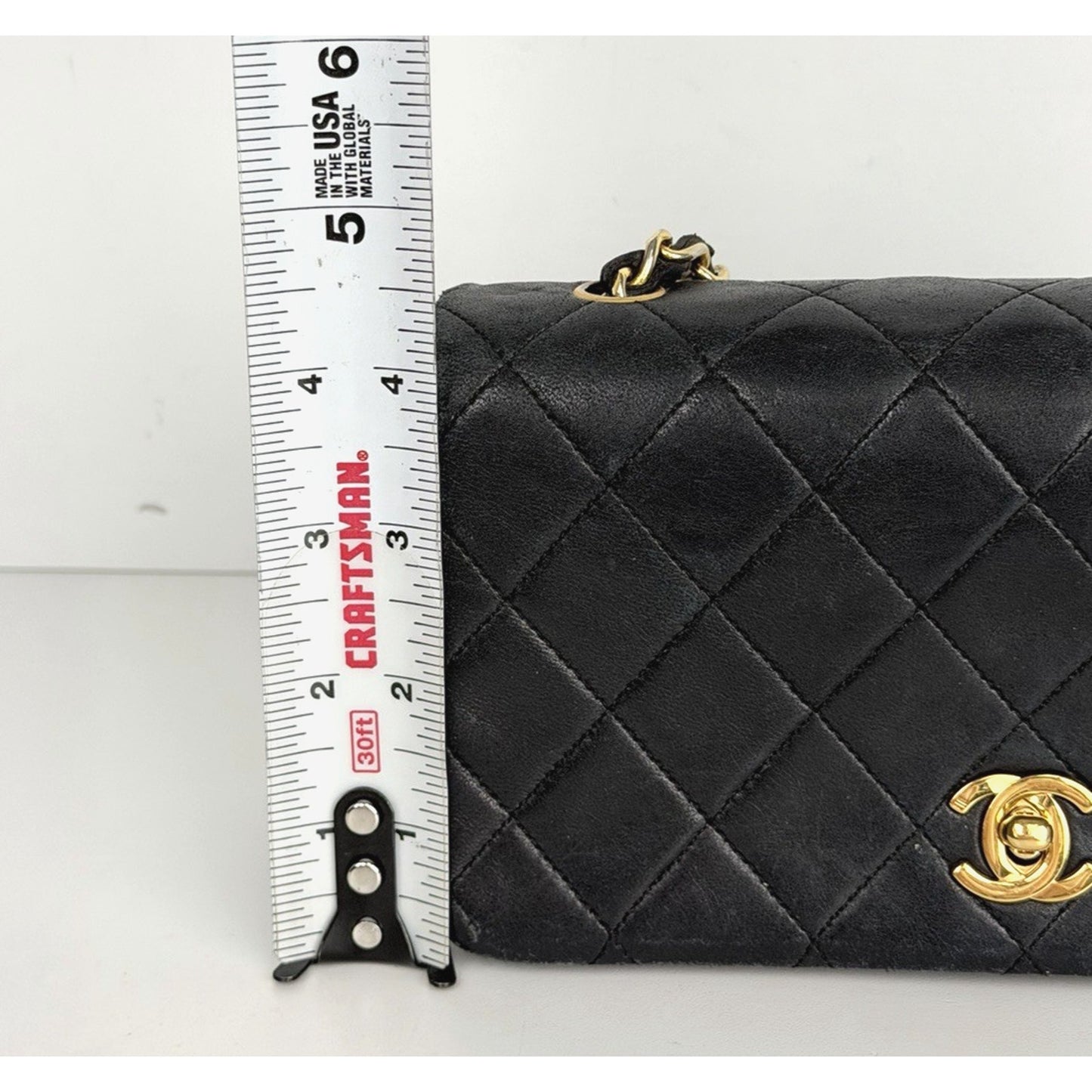 Chanel Mini Single Flap Bag Black Quilted Lambskin Leather 1989-1991 U2