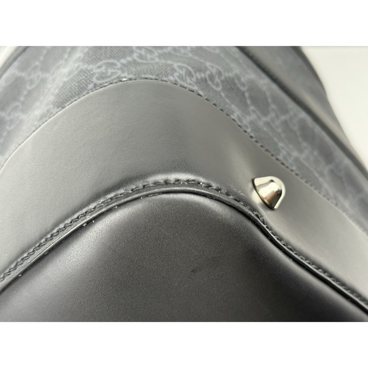 Gucci Large Savoy Duffle Bag GG Supreme Monogram Grey/Black Calfskin Trim
