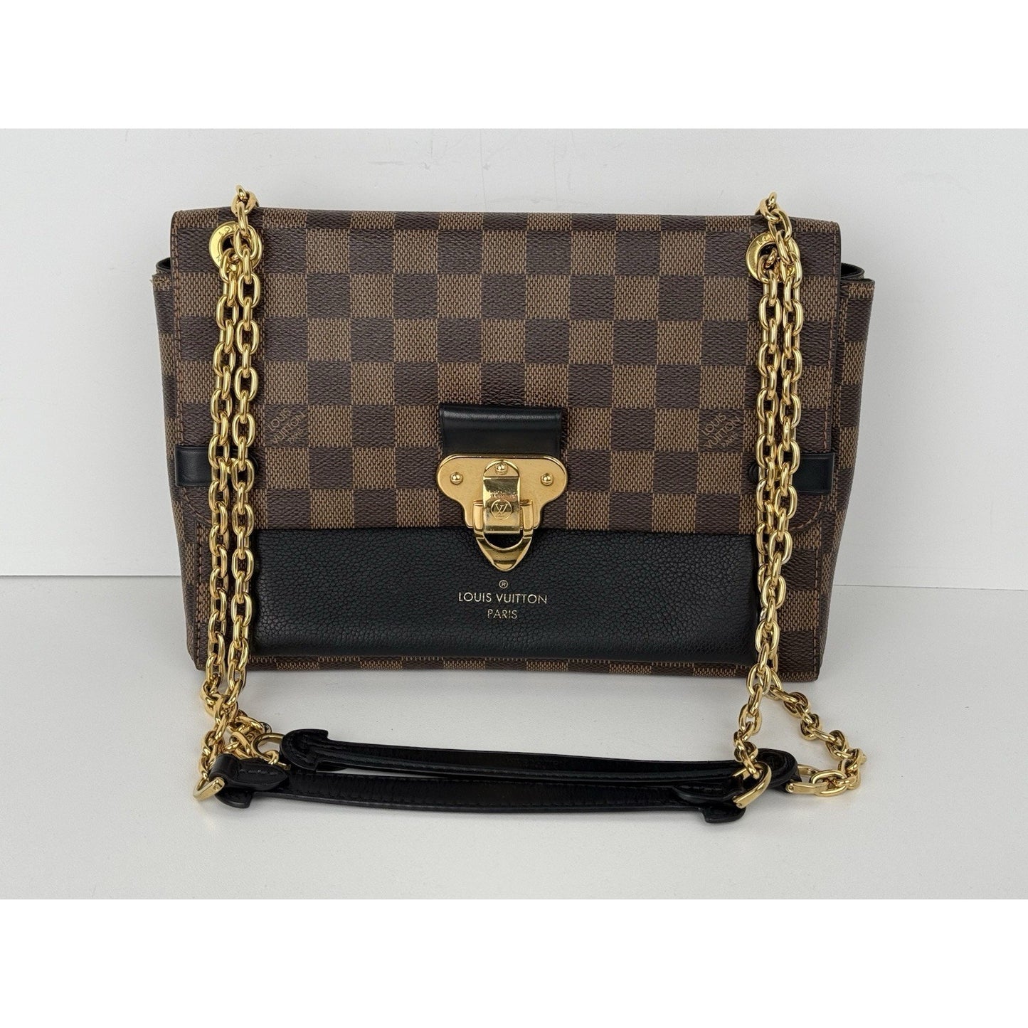 Louis Vuitton Vavin Damier Ebene Chain Strap Shoulder Bag in Brown Coated Canvas