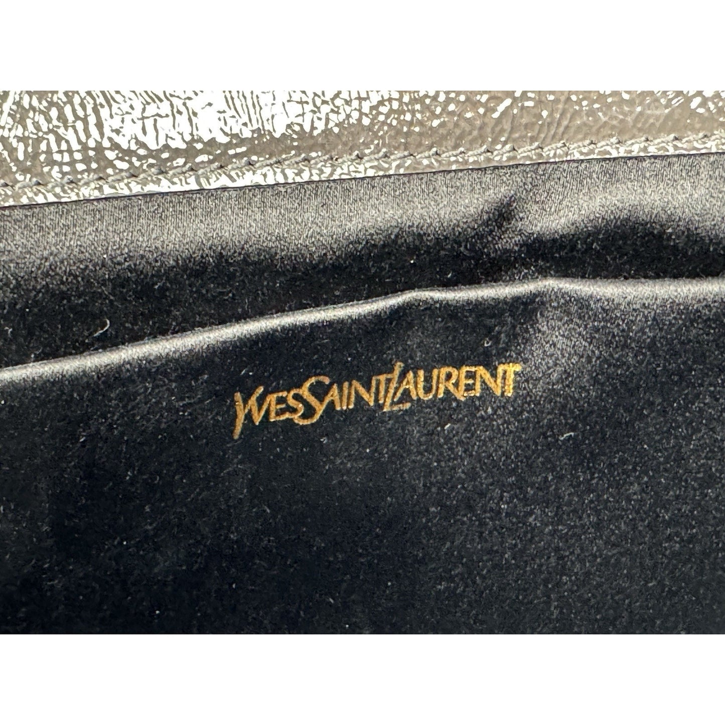 Saint Laurent Belle De Jour Patent Leather Flap Clutch Khaki w Gold Hardware C-6