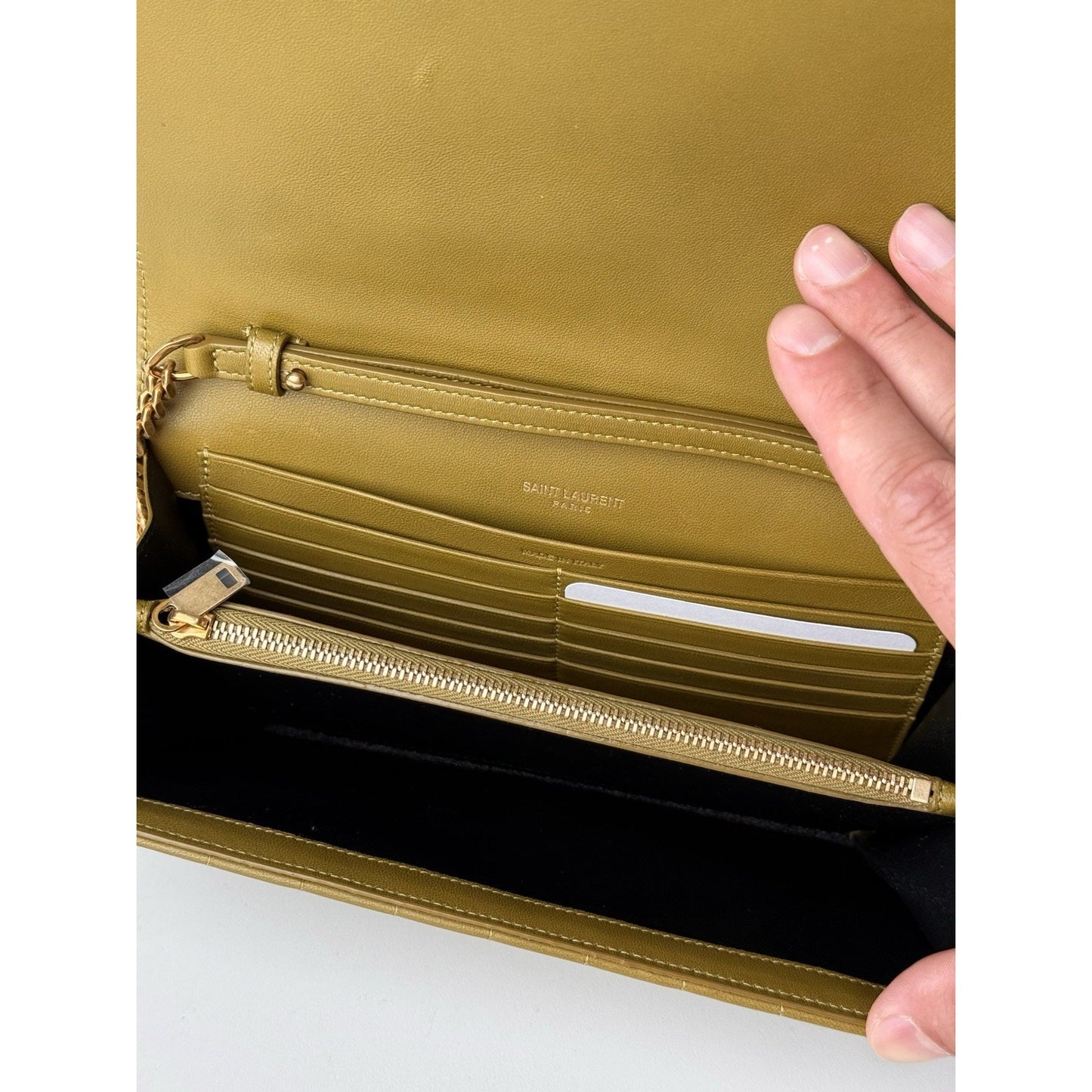 Saint Laurent Cassandre Quilted Leather Shoulder Bag Women's Green