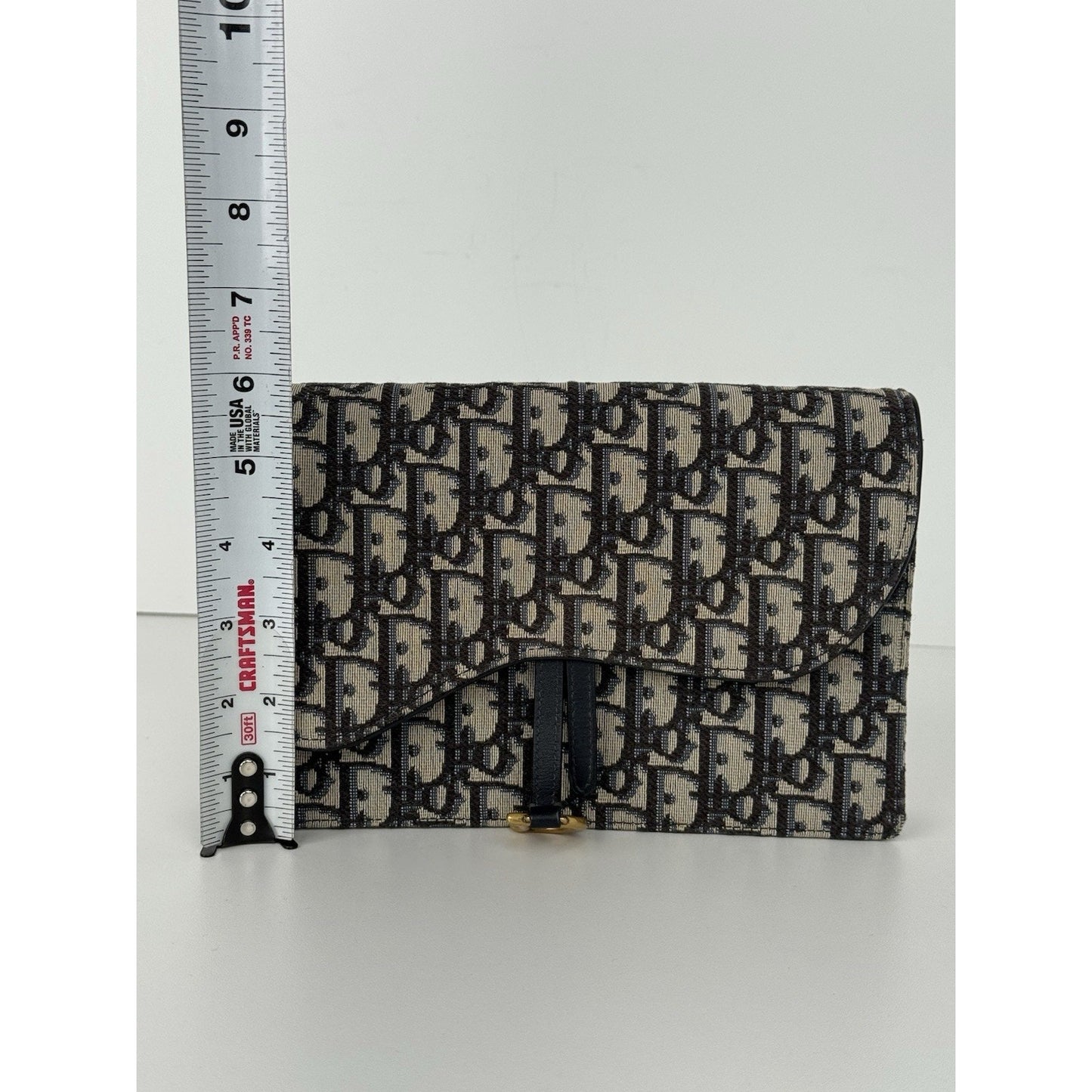 Blue Dior Oblique Jacquard Medium Saddle Pouch with Chain