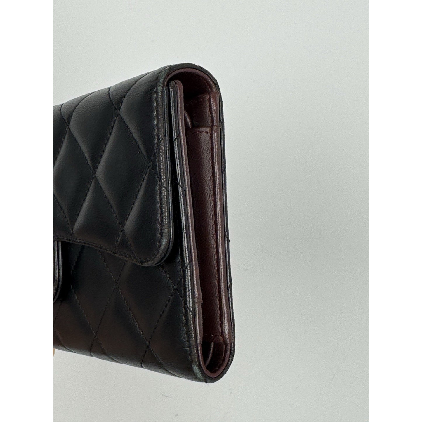 Chanel Large Flap Wallet in Black Diamond Quilted Lambskin w Gold Hardware B-9