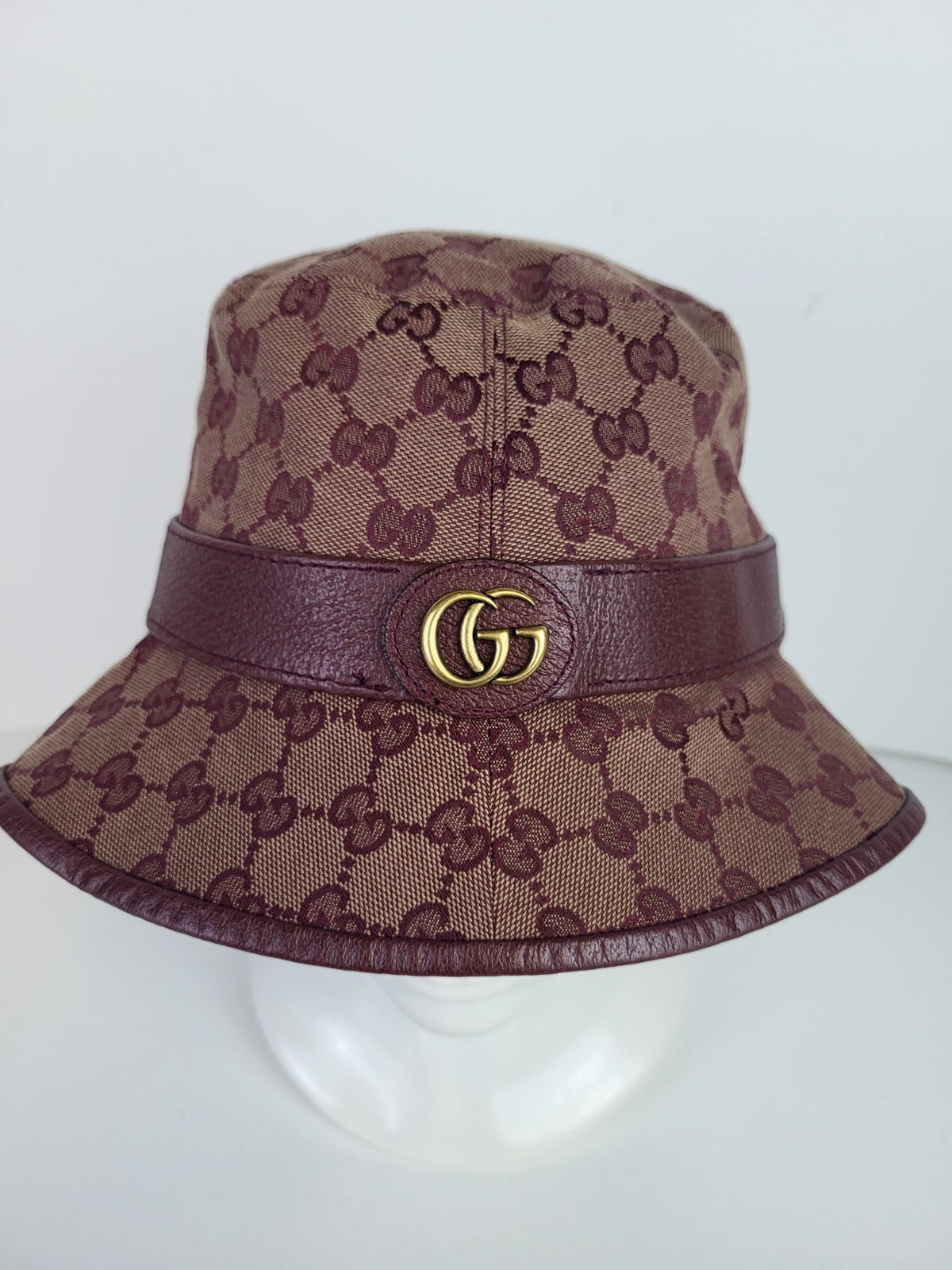 Gucci Burgundy Monogram Canvas Bucket Hat M