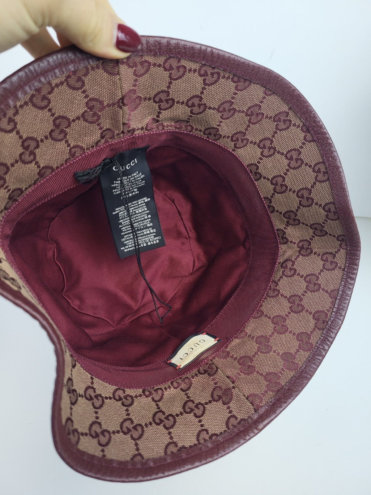 Gucci Burgundy Monogram Canvas Bucket Hat M