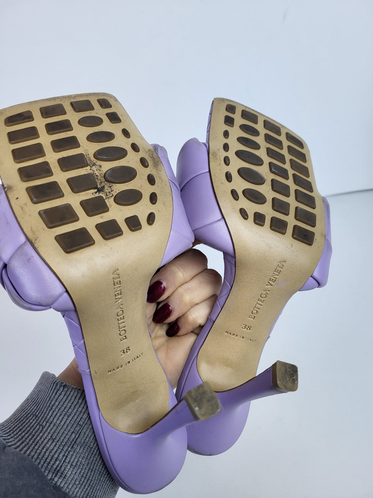 Bottega VenetaIntrecciato Weave Leather SlidesLilac Size 38