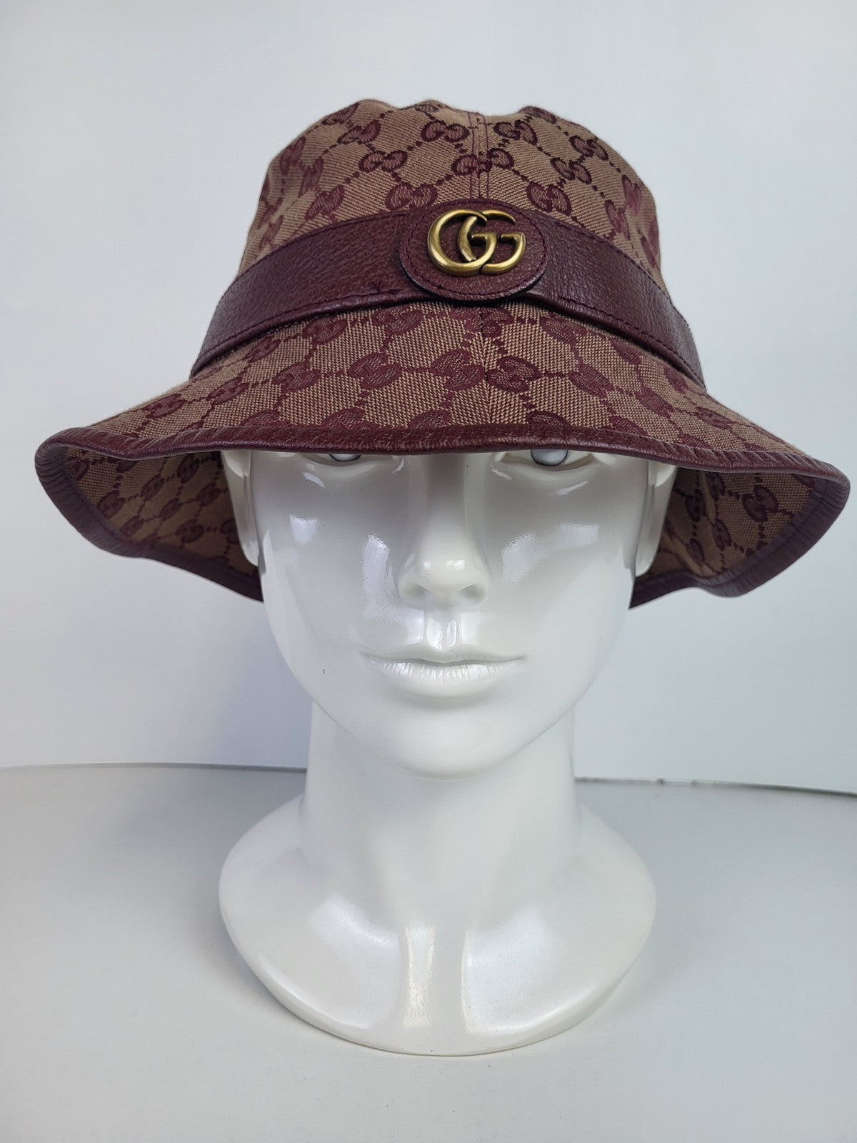 Gucci Burgundy Monogram Canvas Bucket Hat M