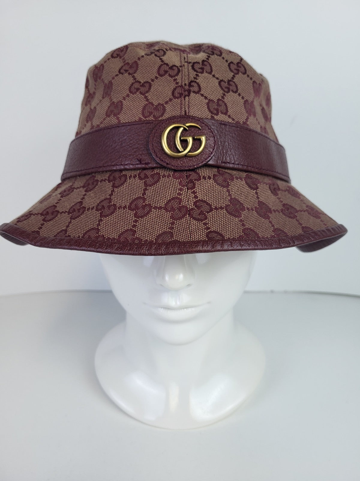Gucci Burgundy Monogram Canvas Bucket Hat M
