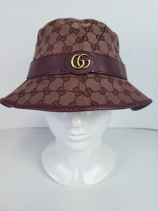 Gucci Burgundy Monogram Canvas Bucket Hat M