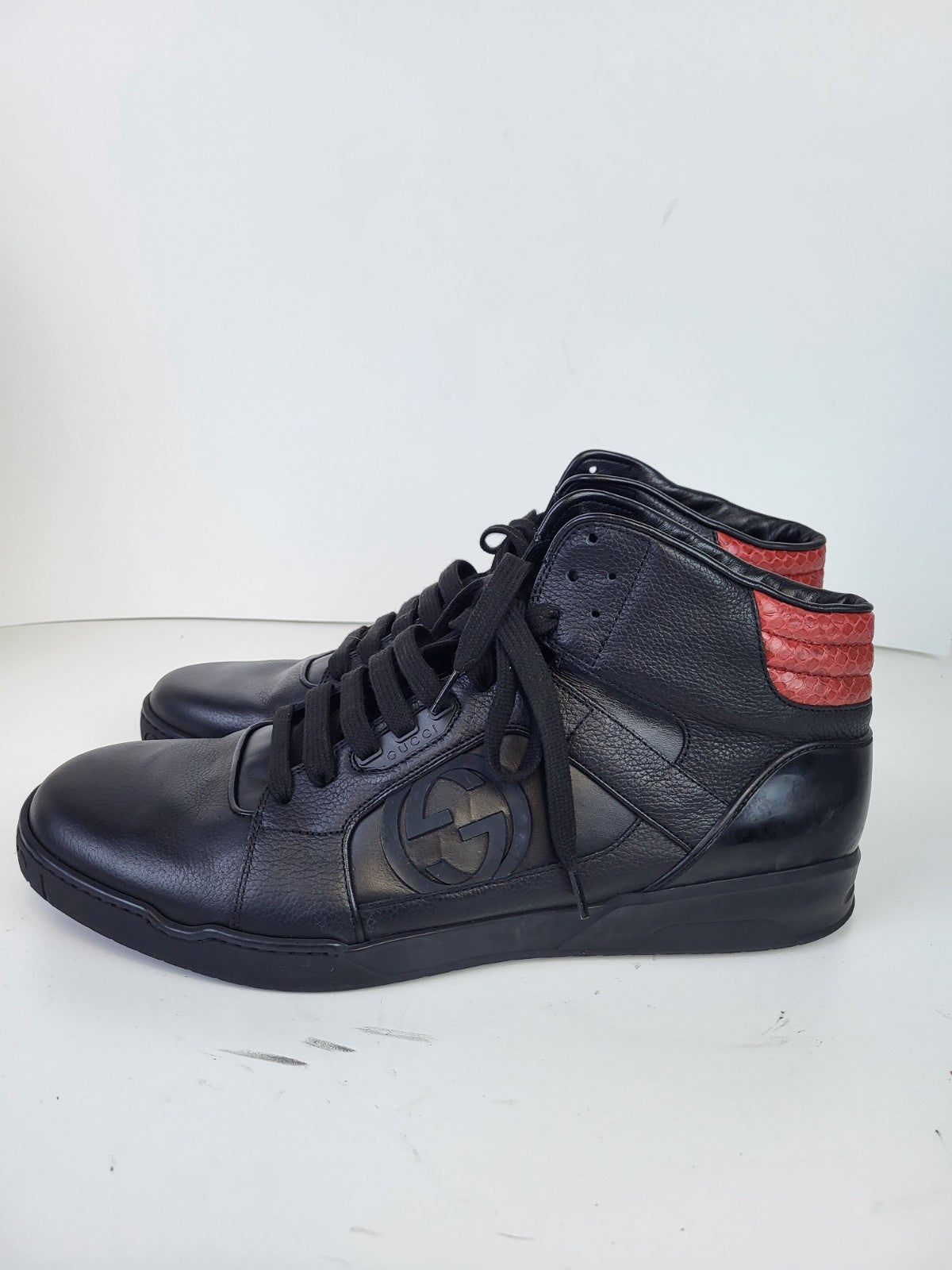 Gucci Sneakers High Top Black Leather Sneakers Size 13.5