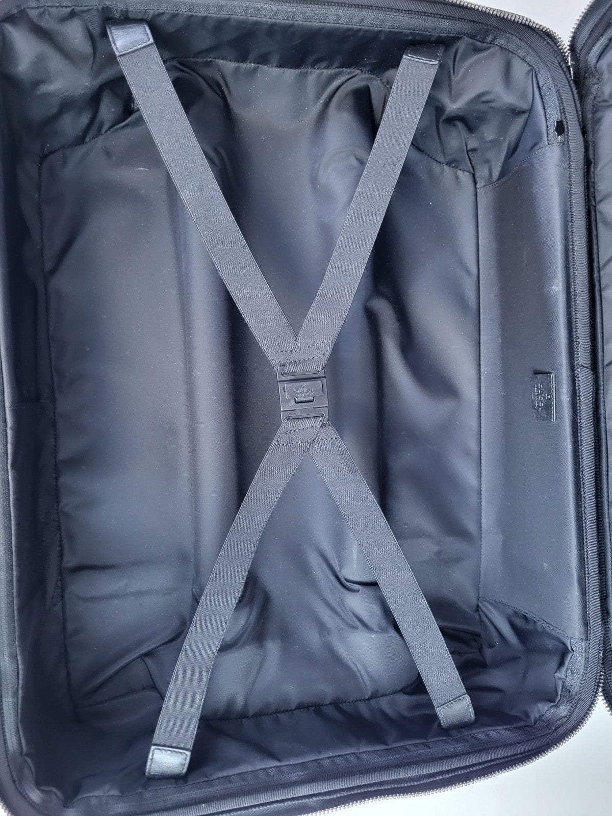 Gucci Suitcase Supreme Monogram Four Wheel Carry On Black Grey