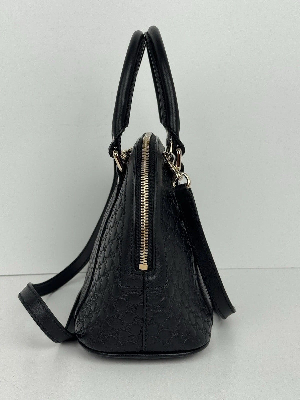 Gucci Microguccissima Mini Dome Satchel Black Leather Gold Hardware