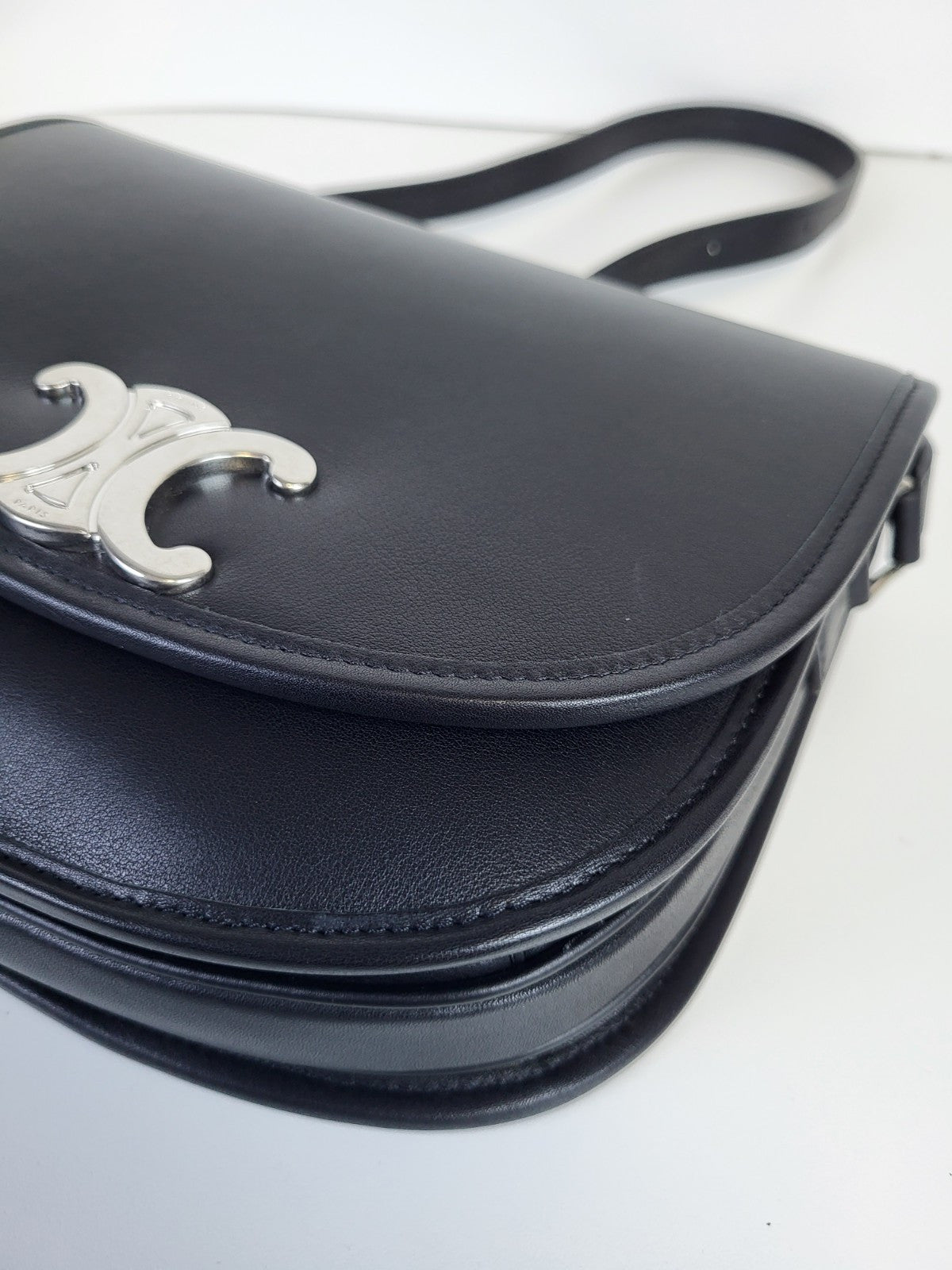 Celine Bag Triomphe 2023 Black Leather Shoulder Bag