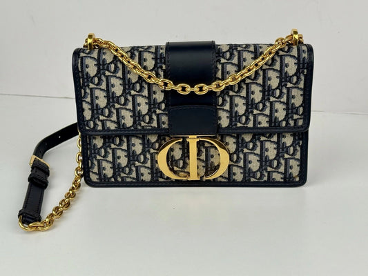 Christian Dior 30 Montaigne Chain Flap Bag Oblique Canvas East West