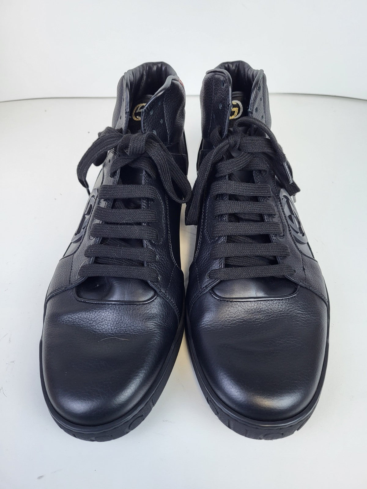 Gucci Sneakers High Top Black Leather Sneakers Size 13.5