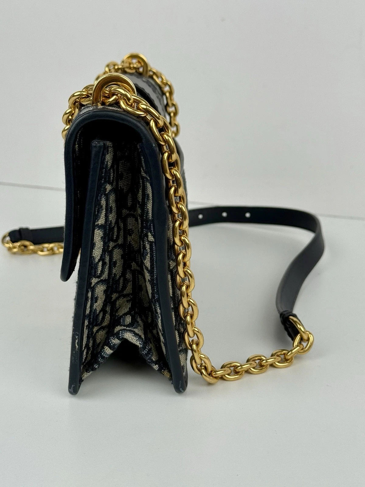 Christian Dior 30 Montaigne Chain Flap Bag Oblique Canvas East West