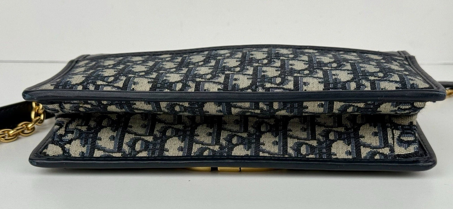 Christian Dior 30 Montaigne Chain Flap Bag Oblique Canvas East West