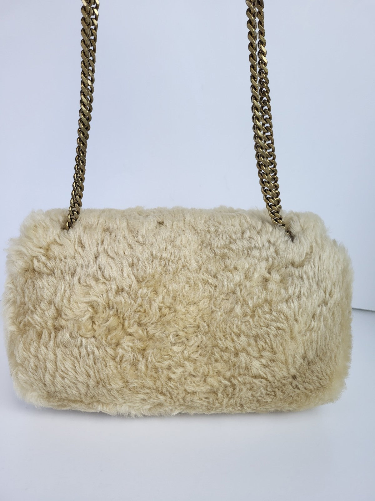 Saint Laurent Calypso Small Shearling Shoulde Bag