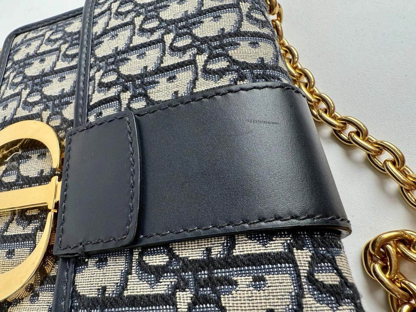 Christian Dior 30 Montaigne Chain Flap Bag Oblique Canvas East West