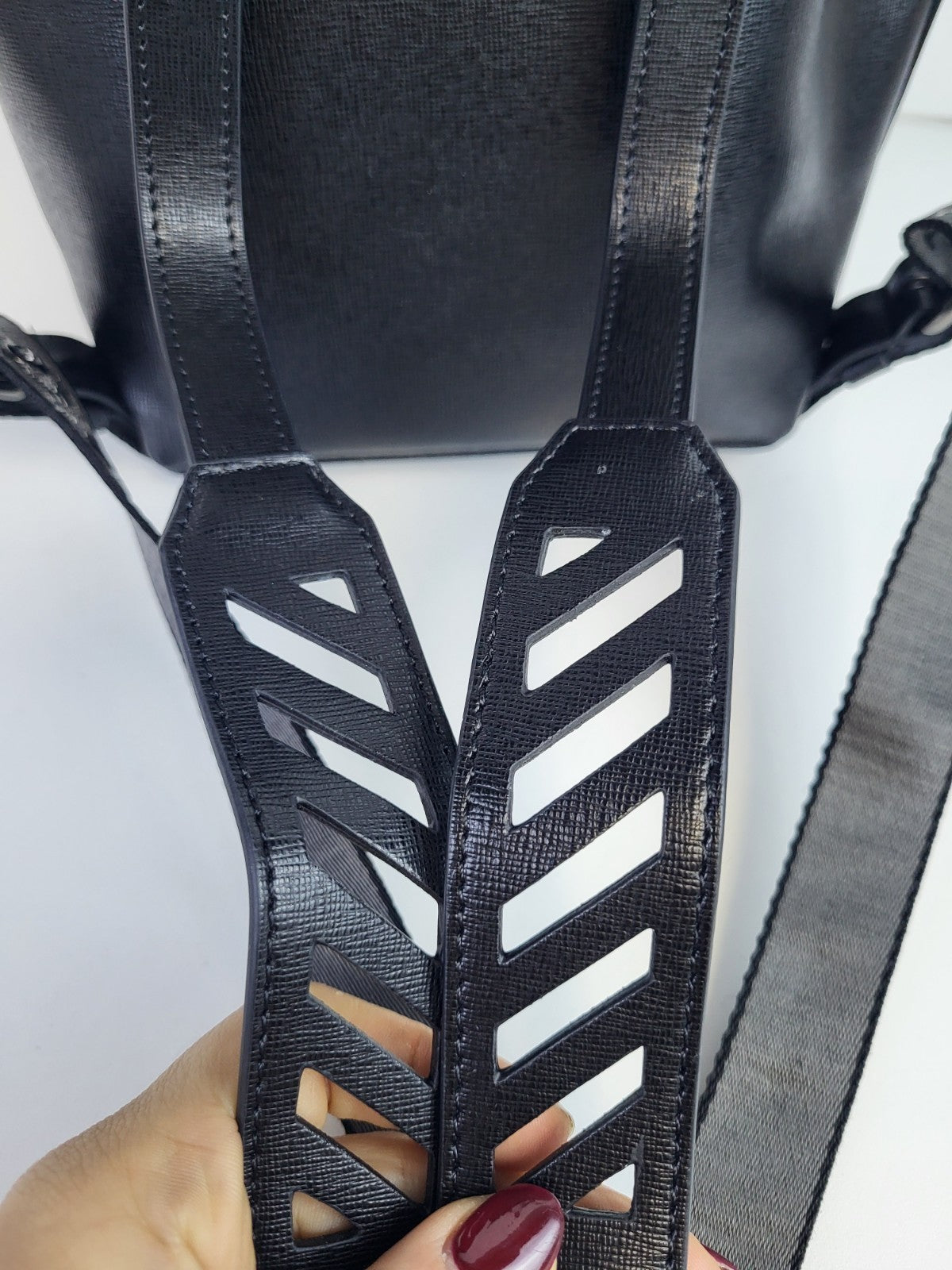 Off White Backpack Mini Black And White Leather Backpack