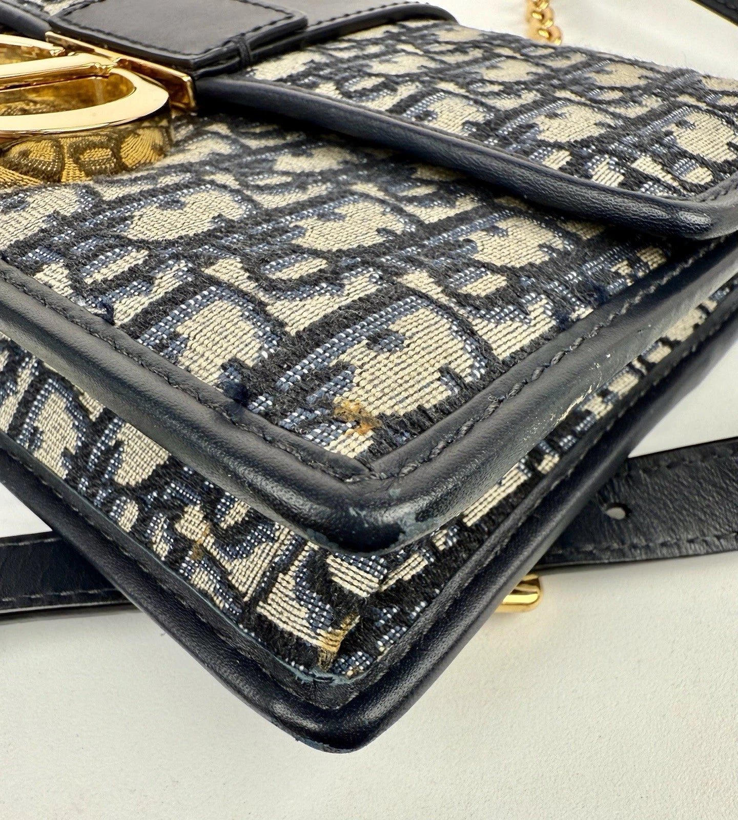 Christian Dior 30 Montaigne Chain Flap Bag Oblique Canvas East West