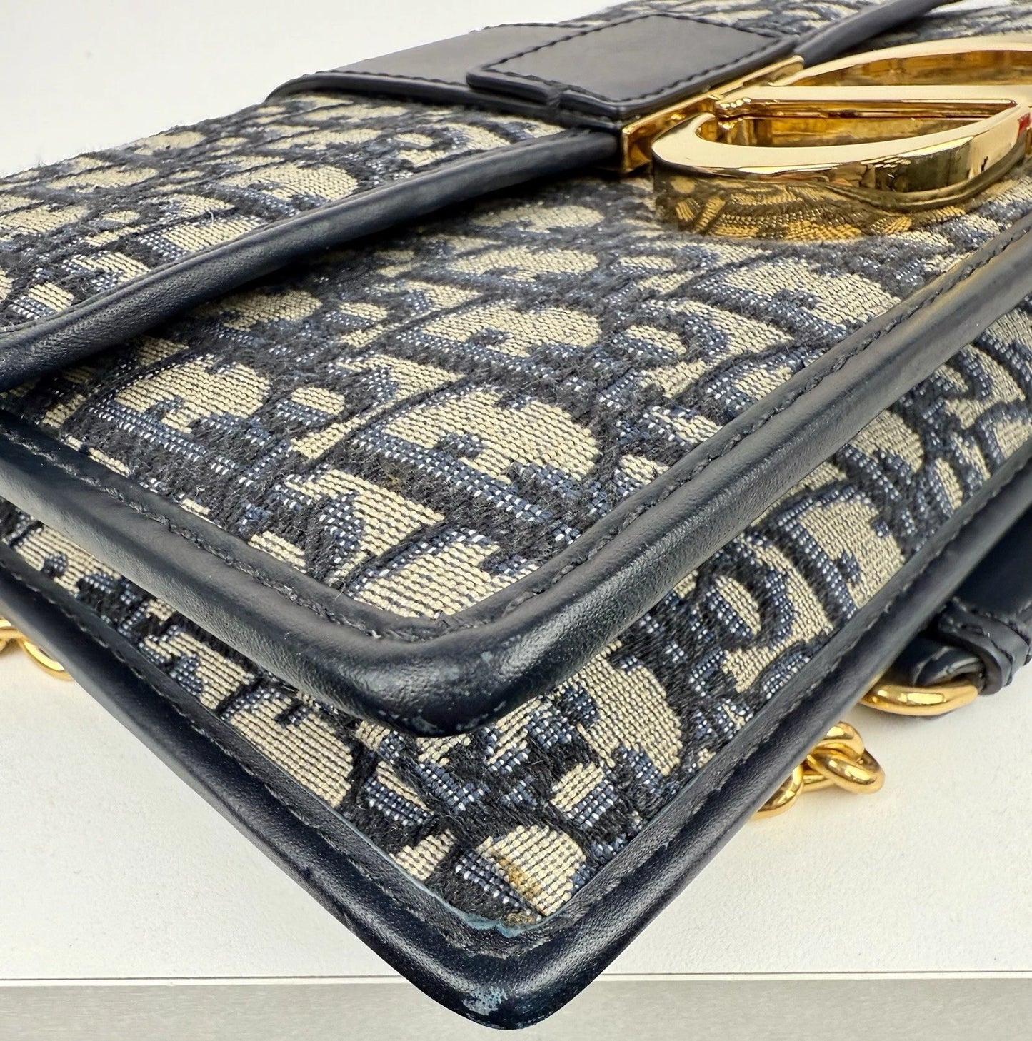 Christian Dior 30 Montaigne Chain Flap Bag Oblique Canvas East West
