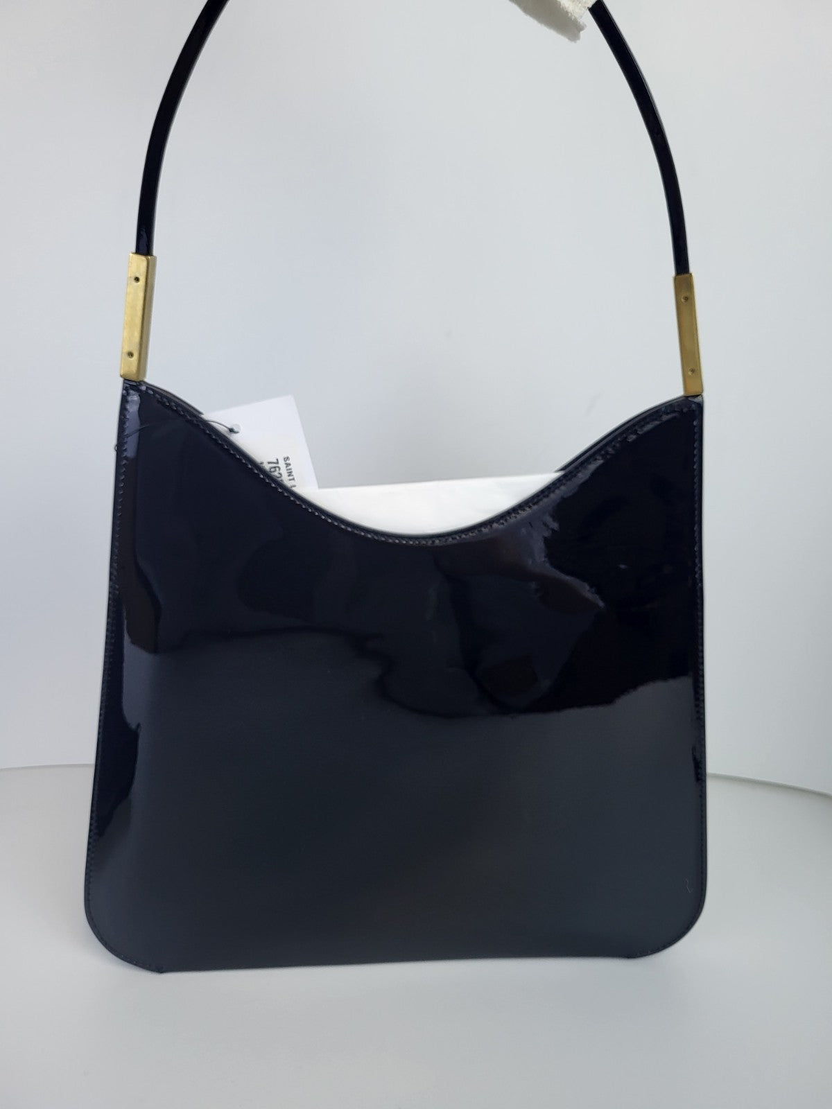 Saint Laurent Patent Calfskin Sadie Shoulder Bag Black