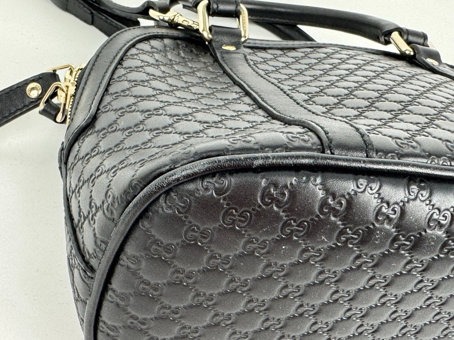Gucci Microguccissima Mini Dome Satchel Black Leather Gold Hardware