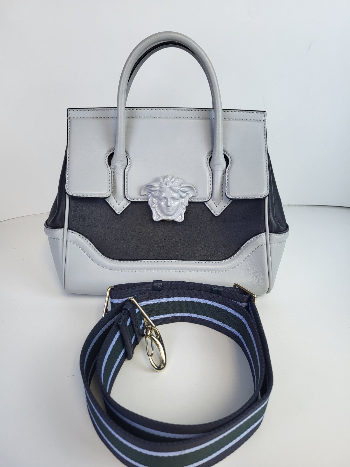 Versace Palazzo Empire Bag Leather Medium Bag Gray