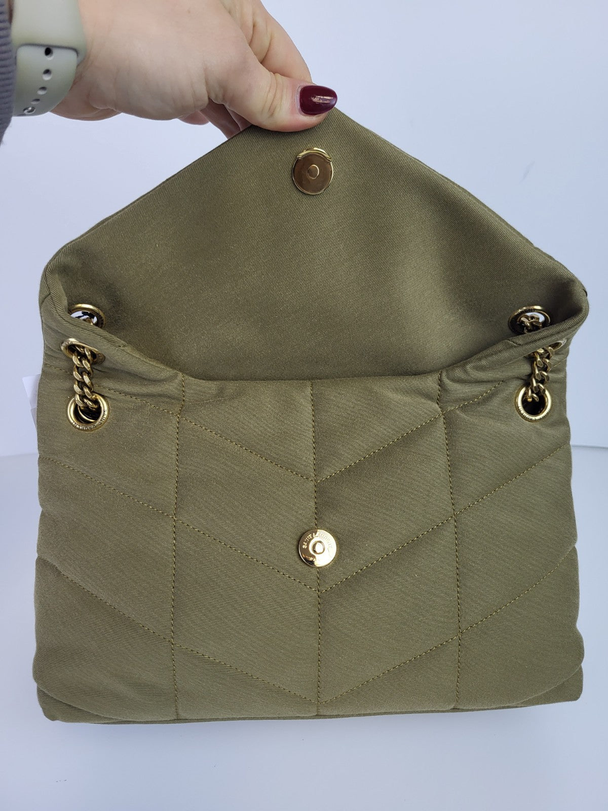 Saint Laurent Loulou Green Olive Shoulder Bag For Women $2850