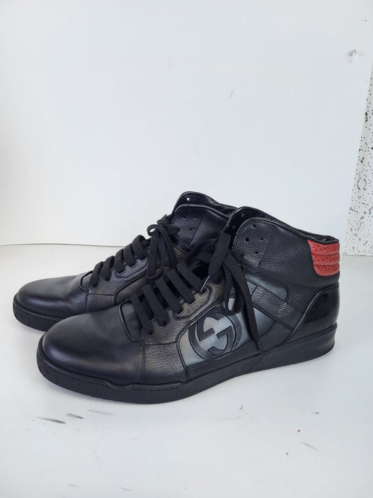 Gucci Sneakers High Top Black Leather Sneakers Size 13.5