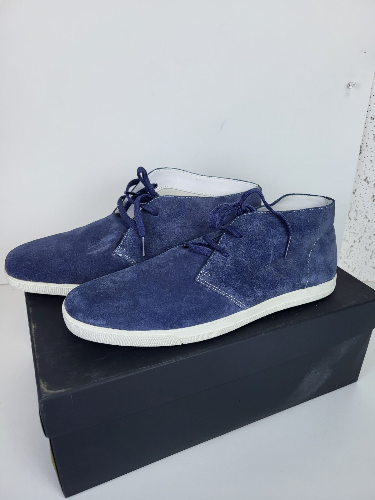 Hugo Boss Suede Blue Boots For Men Lace Up Size 9
