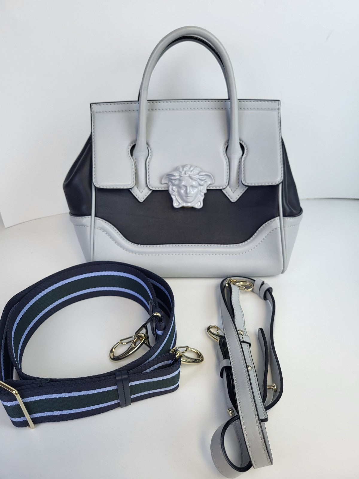 Versace Palazzo Empire Bag Leather Medium Bag Gray