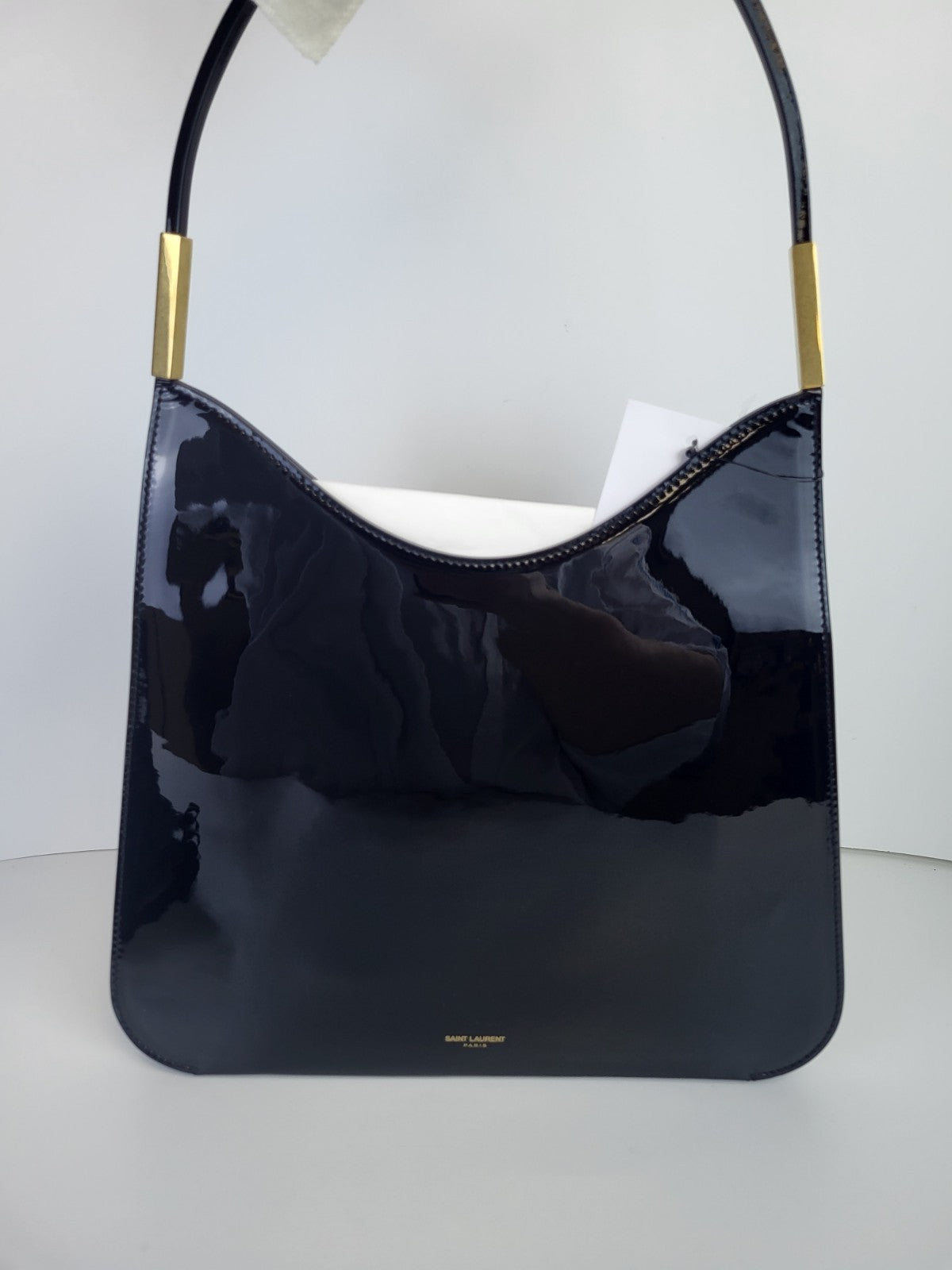 Saint Laurent Patent Calfskin Sadie Shoulder Bag Black