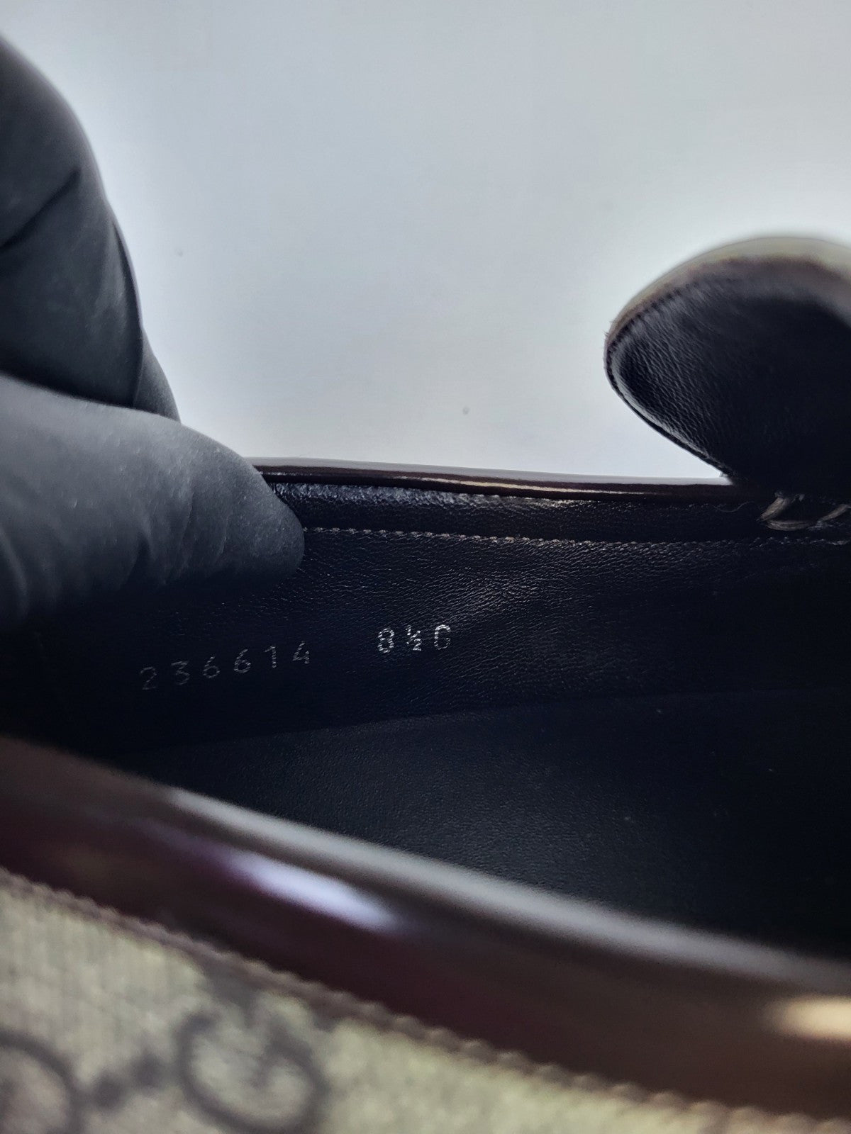 Gucci Supreme Leather Monogram Canvas Loafers Size 8.5