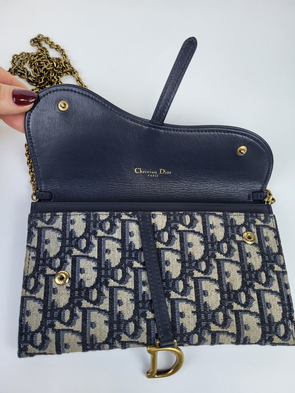 DIOR OBLIQUE Saddle Monogram Wallet On Chain