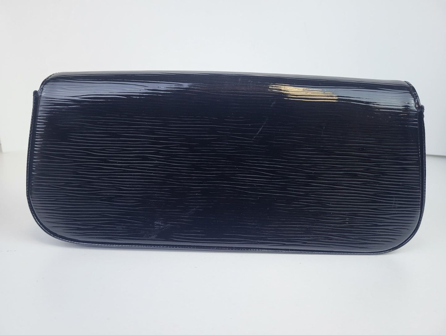 Louis Vuitton Black Patent Leather Silver LV Epi Sobe Clutch Flap Bag