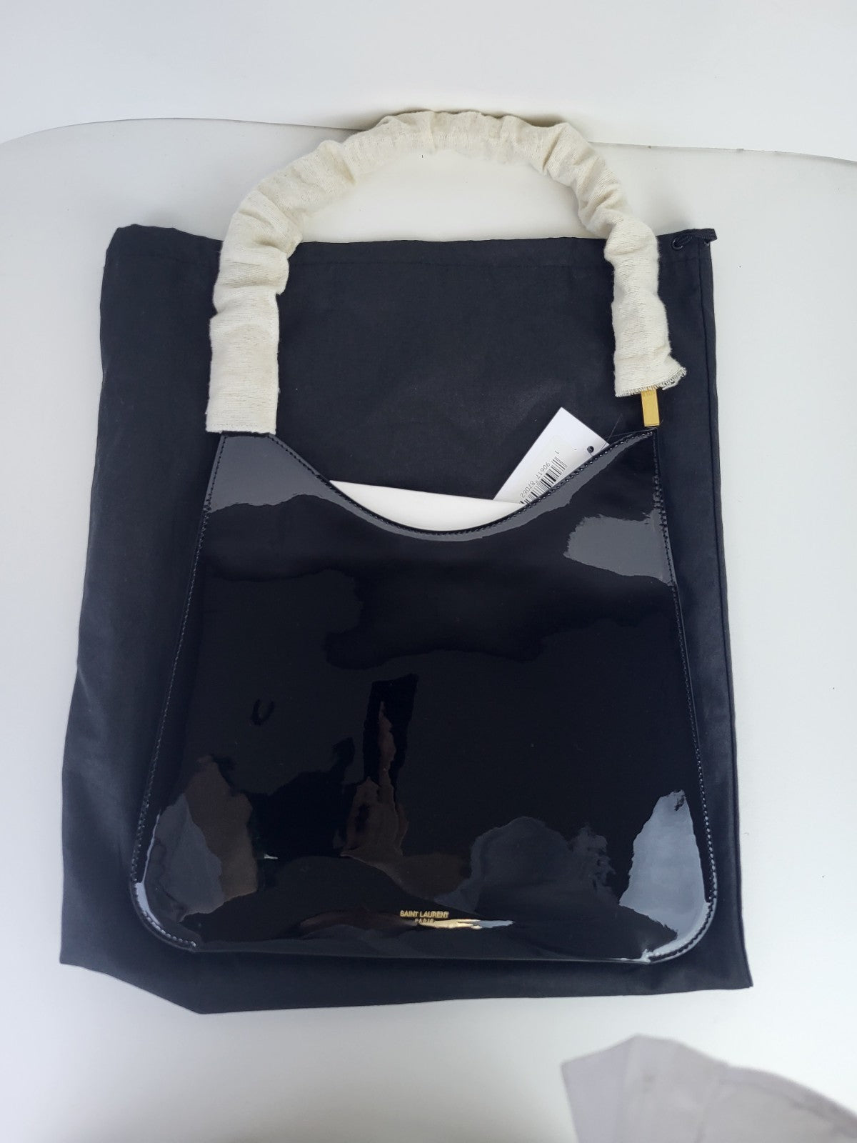 Saint Laurent Patent Calfskin Sadie Shoulder Bag Black