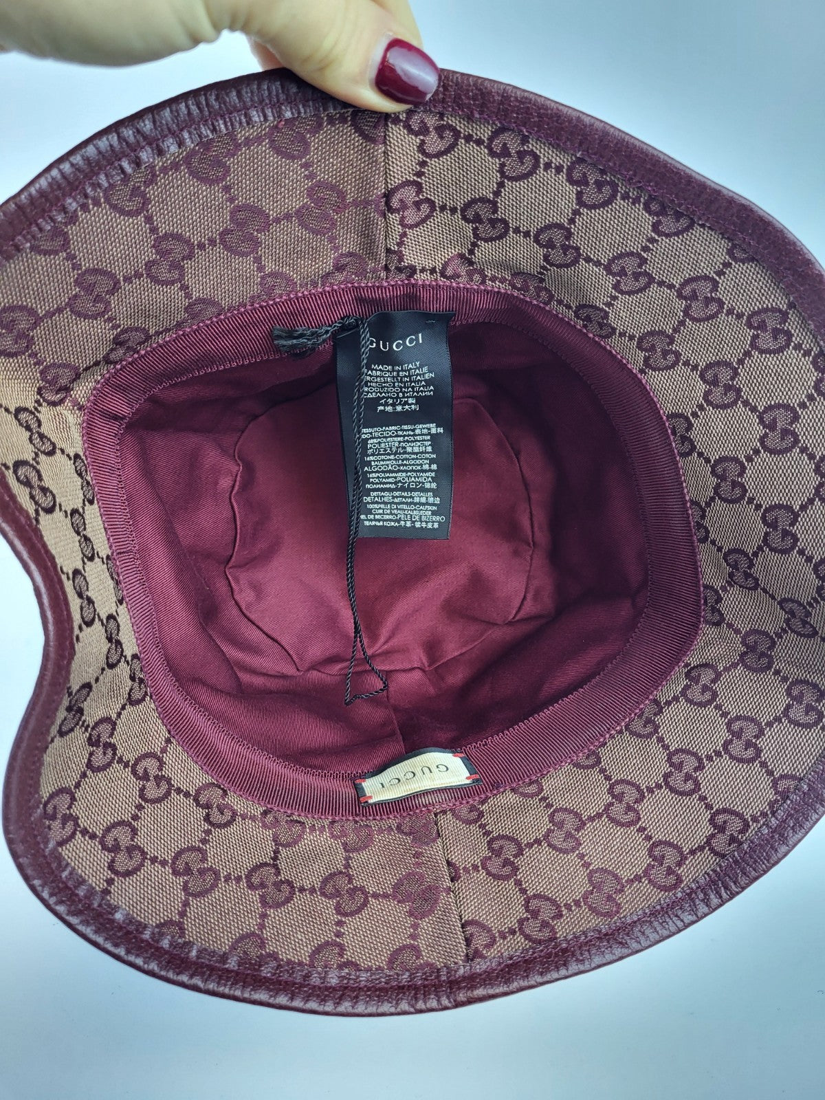 Gucci Burgundy Monogram Canvas Bucket Hat M
