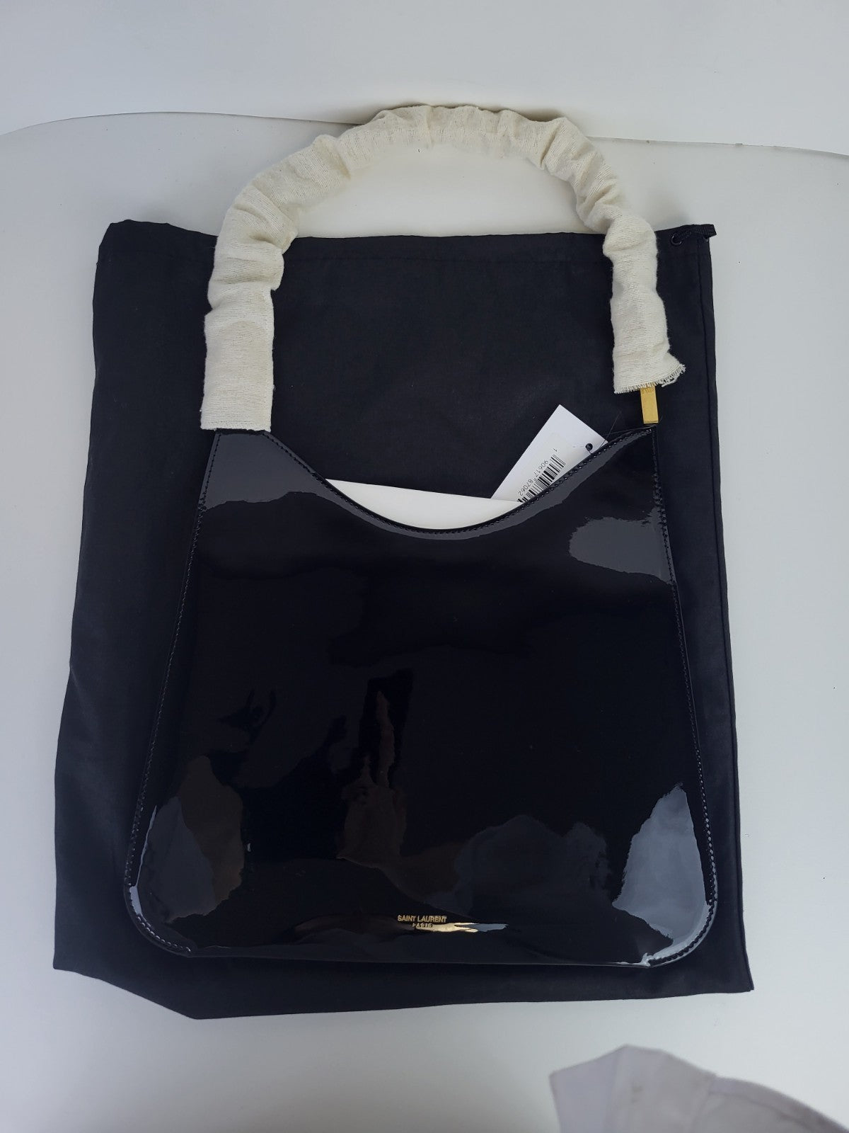 Saint Laurent Patent Calfskin Sadie Shoulder Bag Black