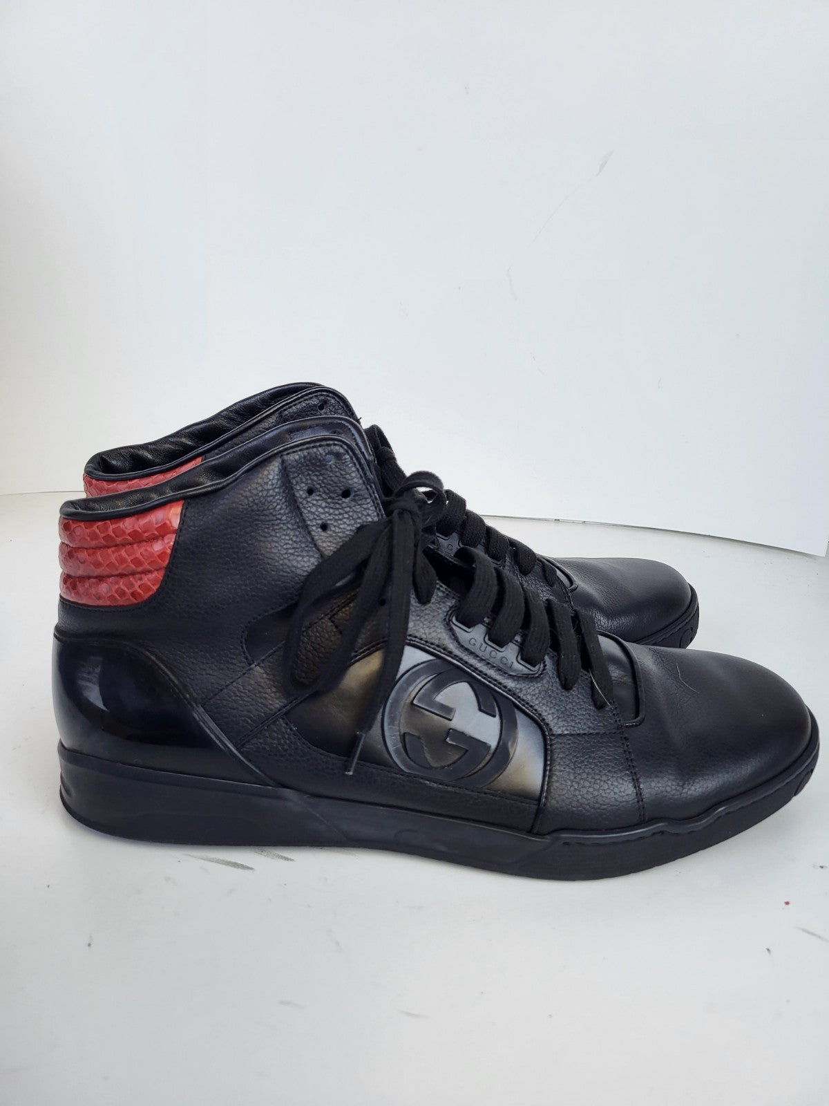 Gucci Sneakers High Top Black Leather Sneakers Size 13.5