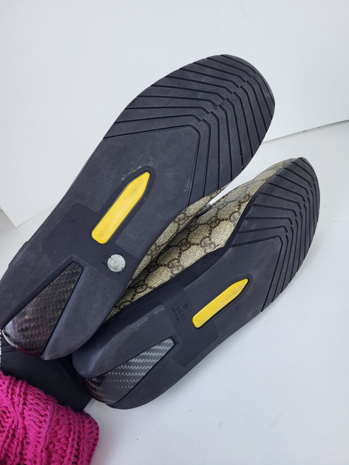 Gucci Supreme Leather Monogram Canvas Loafers Size 8.5