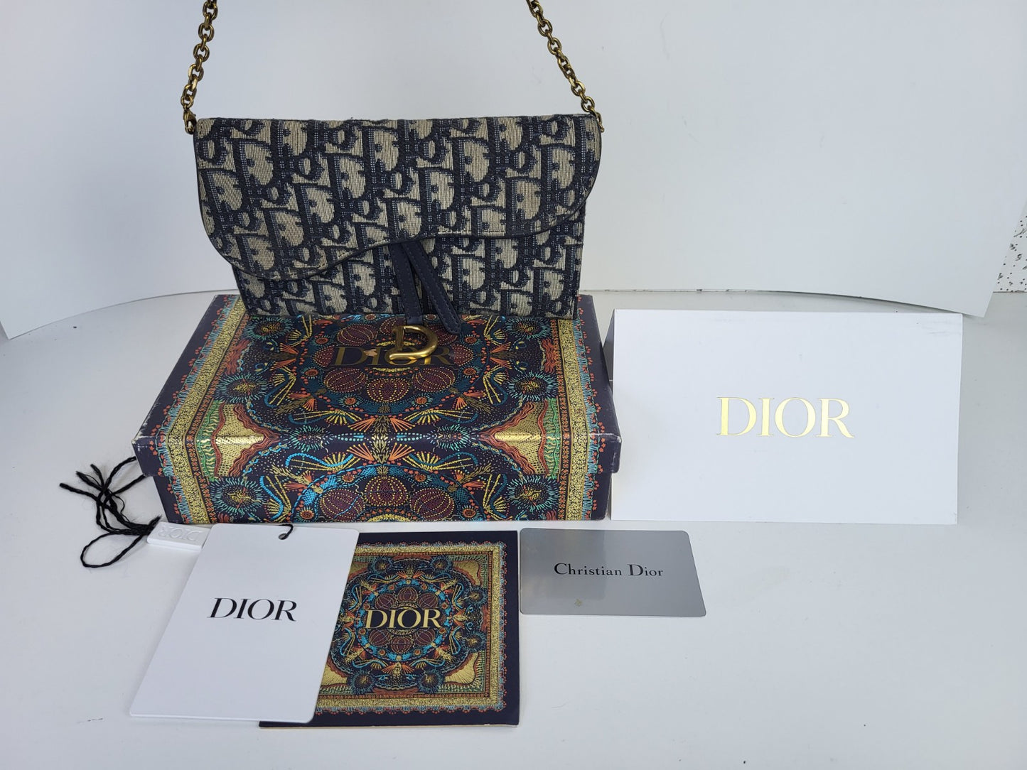 DIOR OBLIQUE Saddle Monogram Wallet On Chain