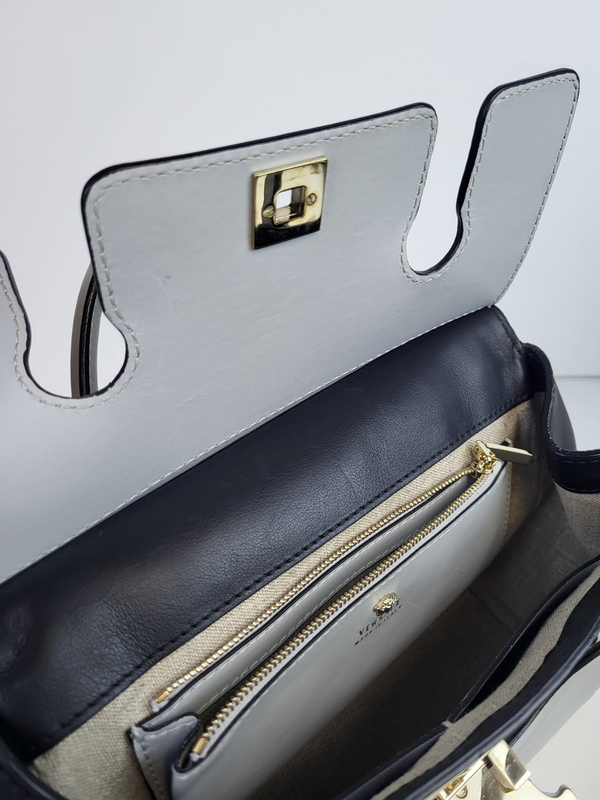 Versace Palazzo Empire Bag Leather Medium Bag Gray