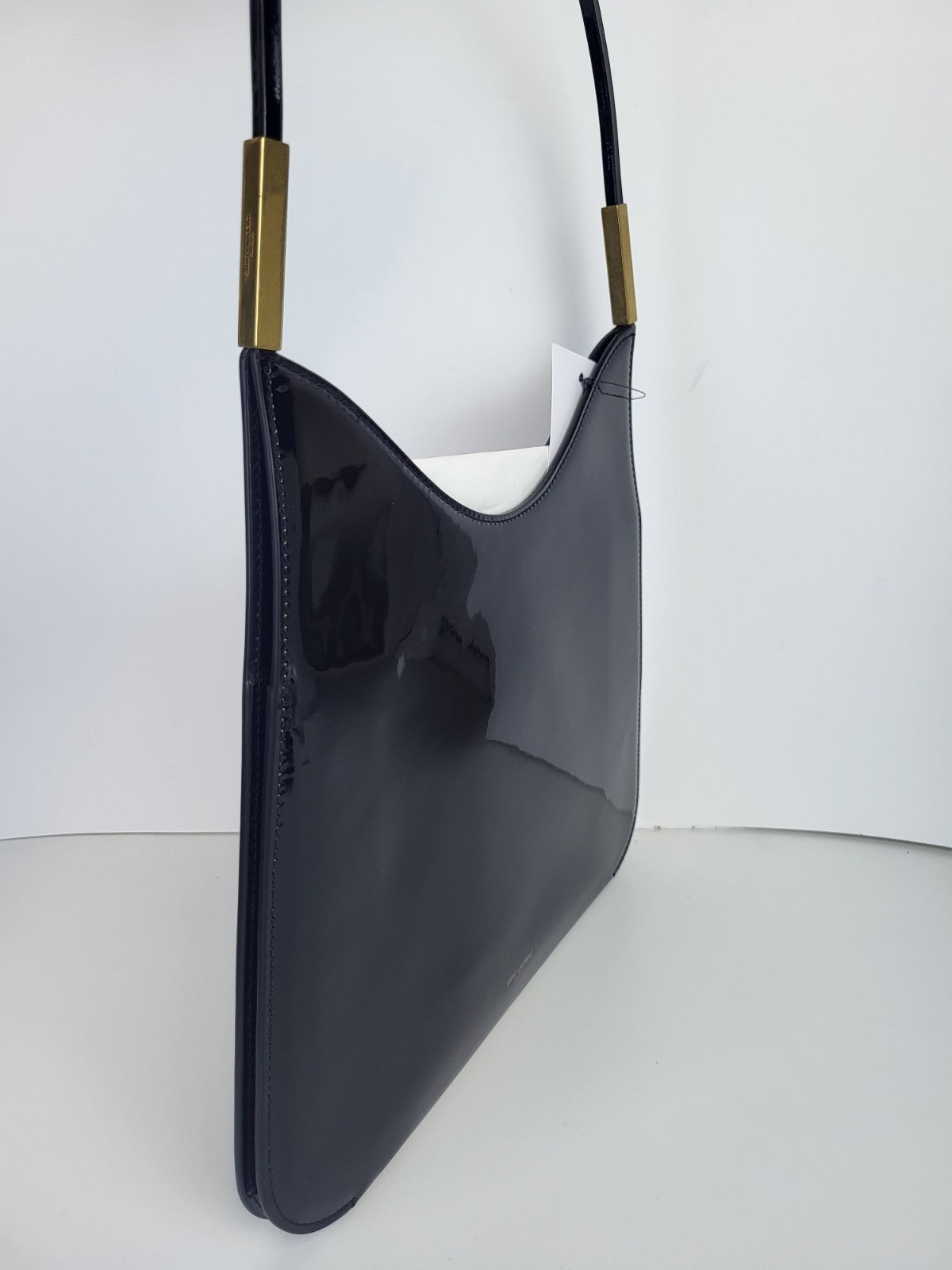 Saint Laurent Patent Calfskin Sadie Shoulder Bag Black