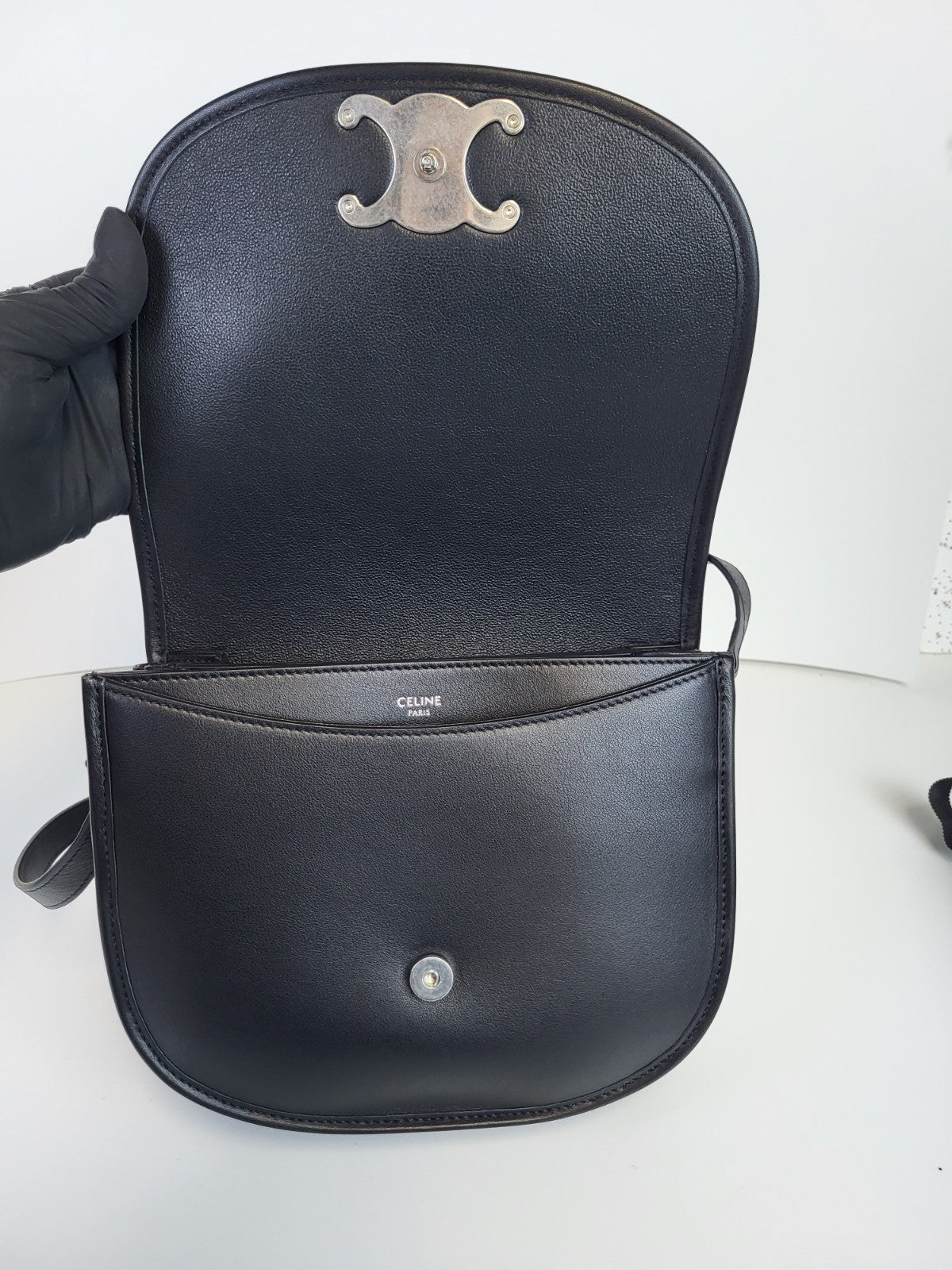 Celine Bag Triomphe 2023 Black Leather Shoulder Bag