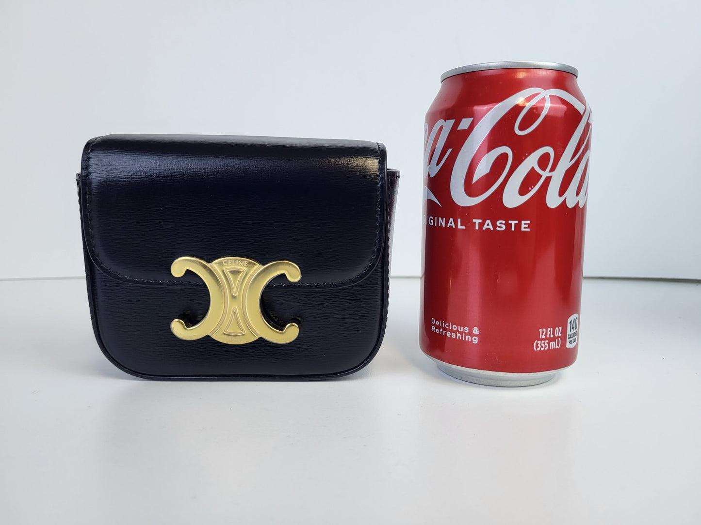 Celine Mini Claude Triomphe in Shiny Calfskin Black