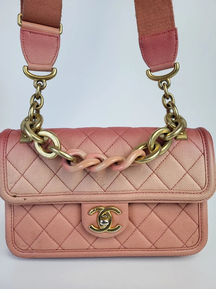 Chanel Small Sunset On The Sea Flap Coral Bag