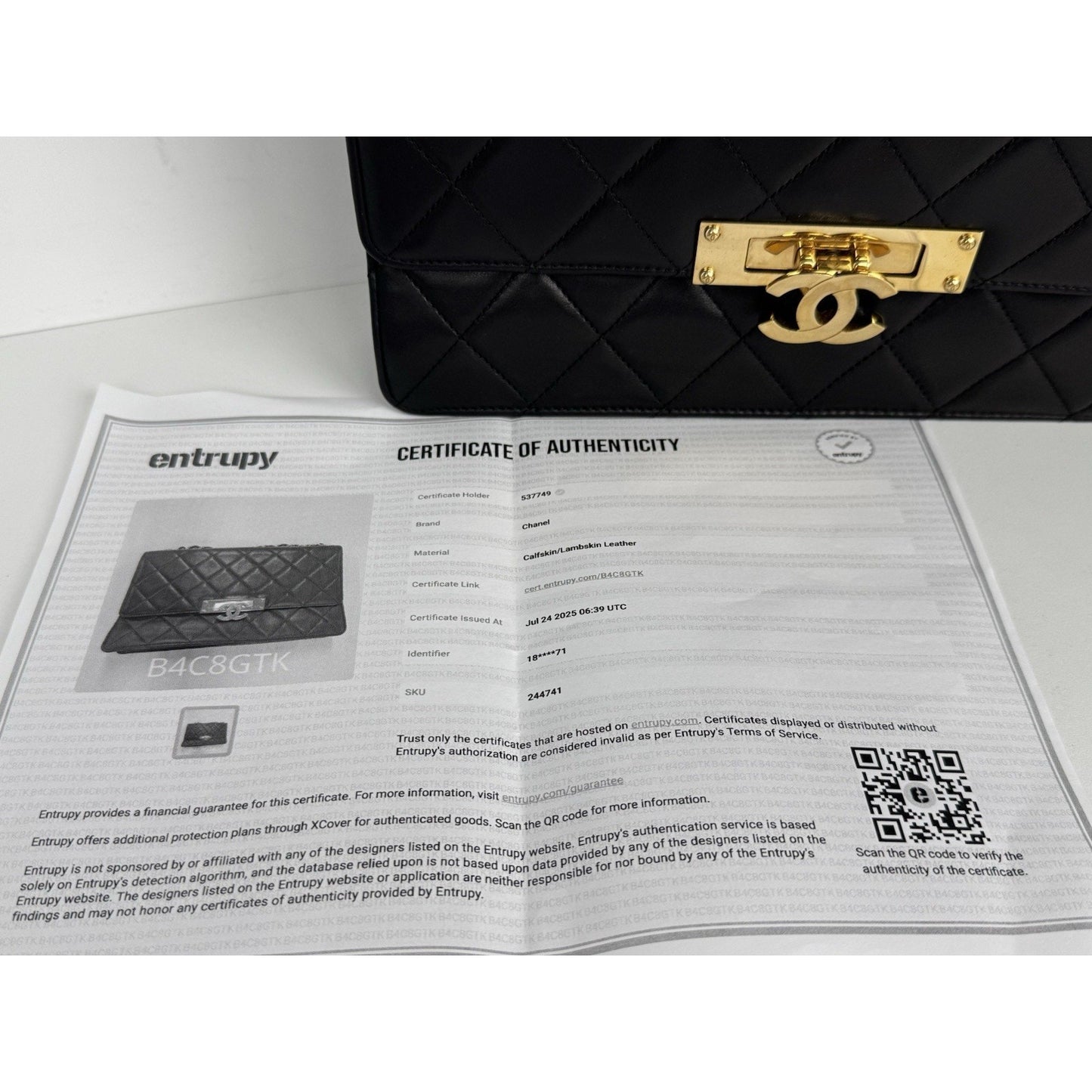 CHANEL Leather Quilted Golden Class Flap Black B-6