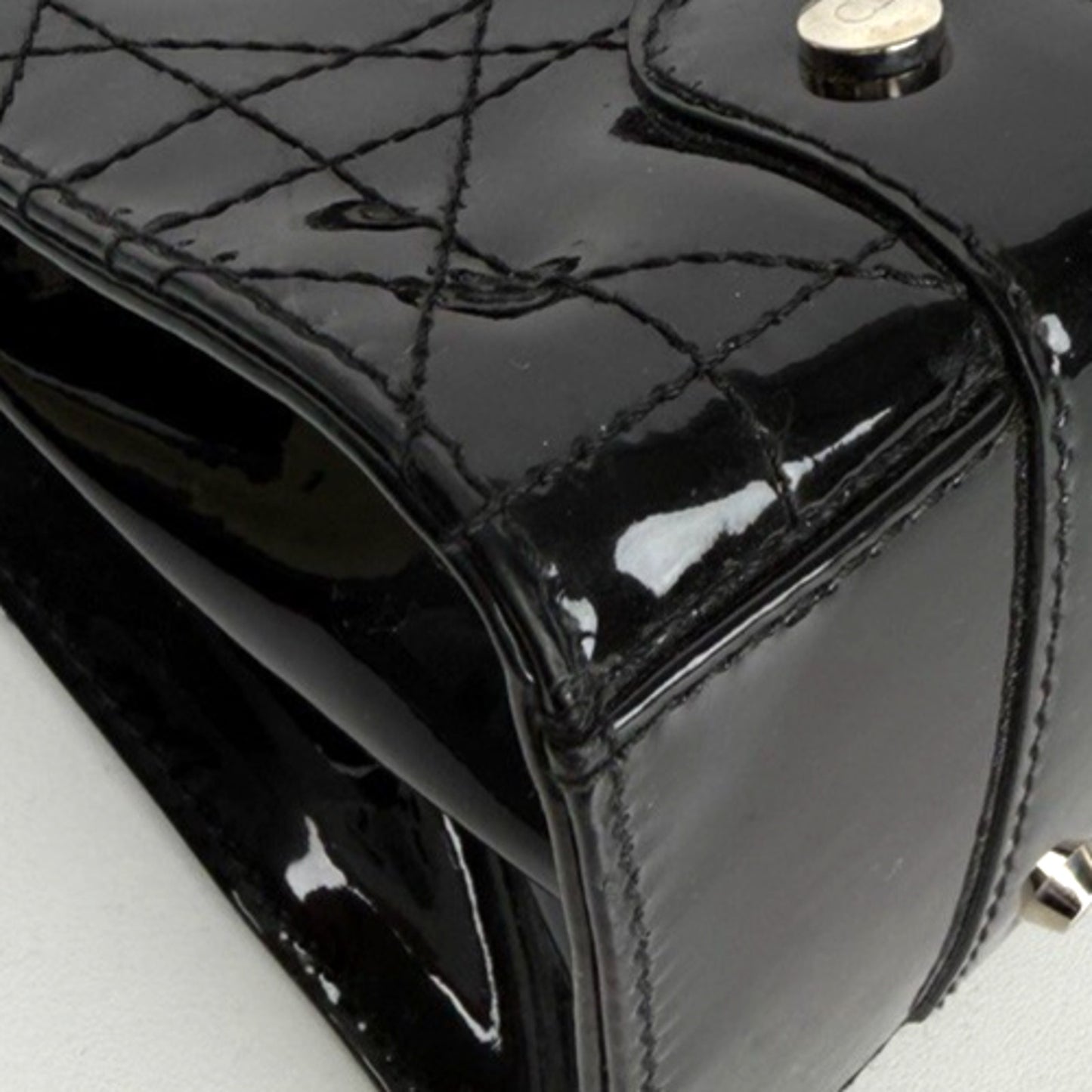 Christian Dior East-West Lady Dior Cannage Shoulder Bag 2005 Black Leather S09